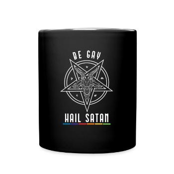 Be Gay Hail Satan LGBT Satanist - Full Colour Mug - black - Front