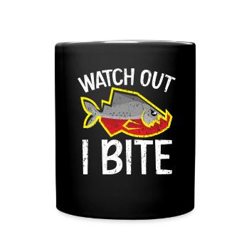 Caution I bite aquarist fish keeping fish P - Full Colour Mug - black - Front