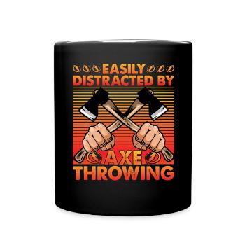 Easily Distracted by Axe Throwing - Full Colour Mug - black - Front
