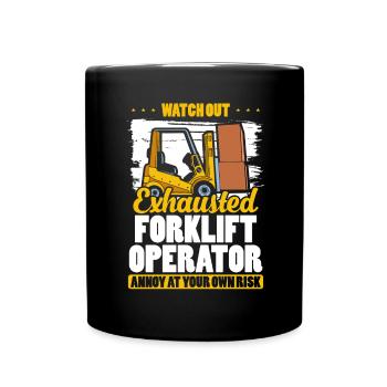 Opérateur de chariot élévateur épuisé Drôle de chariot élévateur - Mug uni - noir - Devant