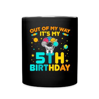 Hors du chemin C’est mon 5ème anniversaire Outerspace B - Mug uni - noir - Devant
