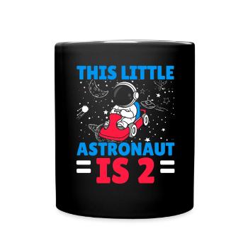 This little astronaut is 2 2nd birthday Bday - Full Colour Mug - black - Front