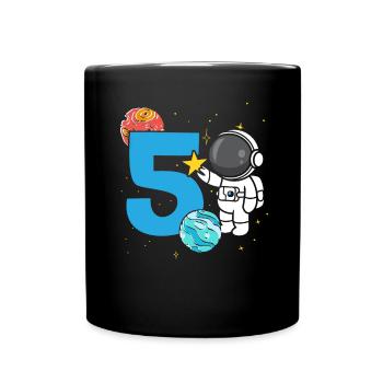 5th Birthday Celebration Outerspace Happy Bday - Full Colour Mug - black - Front