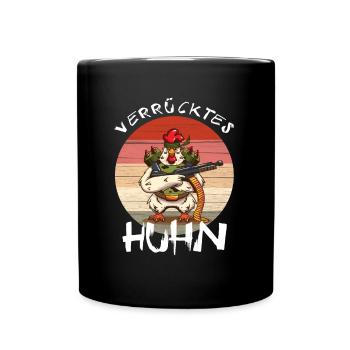 Crazy Chicken Funny Farmer - Full Colour Mug - black - Front