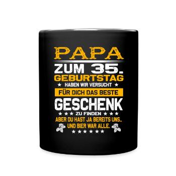 Zum 35. Geburtstag lustiges Bier Spruch - Tasse einfarbig - Schwarz - Vorne