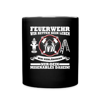 Jugendfeuerwehr Witz Feuerwehr - Tasse einfarbig - Schwarz - Vorne