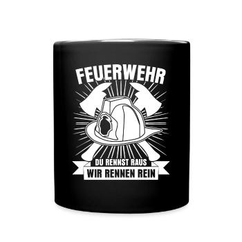 Jugendfeuerwehr Spruch Feuerwehr - Tasse einfarbig - Schwarz - Vorne