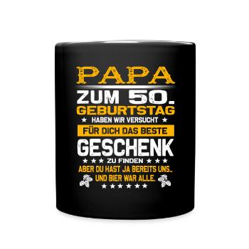 Zum 50. Geburtstag lustiges Bier Spruch - Tasse einfarbig - Schwarz - Vorne