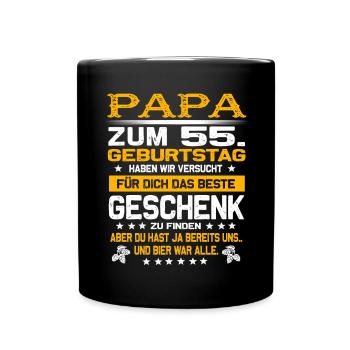 Zum 55. Geburtstag lustiges Bier Spruch - Tasse einfarbig - Schwarz - Vorne