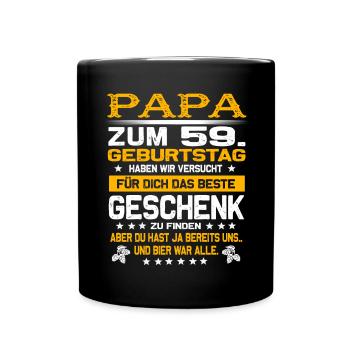 Zum 59. Geburtstag lustiges Bier Spruch - Tasse einfarbig - Schwarz - Vorne