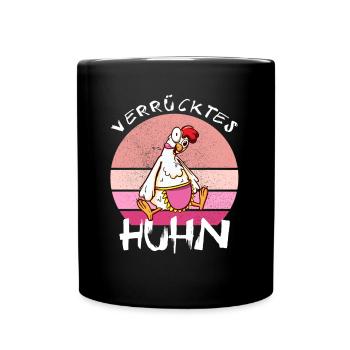 Crazy Chicken Funny Farmer - Full Colour Mug - black - Front
