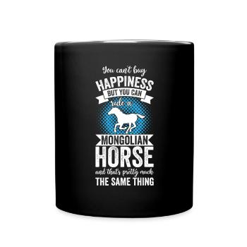 Reiten - Mongolisches Pferd - Tasse einfarbig - Schwarz - Vorne