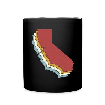 US-Bundesstaat - Vintage Karte Kalifornien - Tasse einfarbig - Schwarz - Vorne