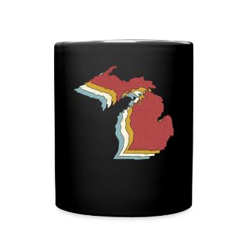 USA State - Vintage Map Michigan - Full Colour Mug - black - Front