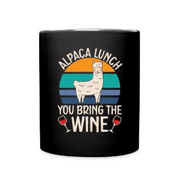 Alpaca Lunch Vous apportez le buveur de vin Lla - Mug uni - noir - Devant