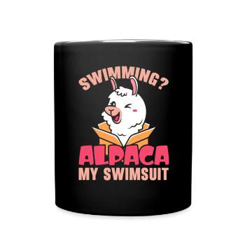 Natation Alpaga Mon Maillot de Bain Llama Lover Schwim - Mug uni - noir - Devant