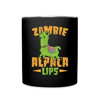 Zombie Alpaga Lèvres Lama Amant Alpaga Chuchoteur - Mug uni - noir - Devant