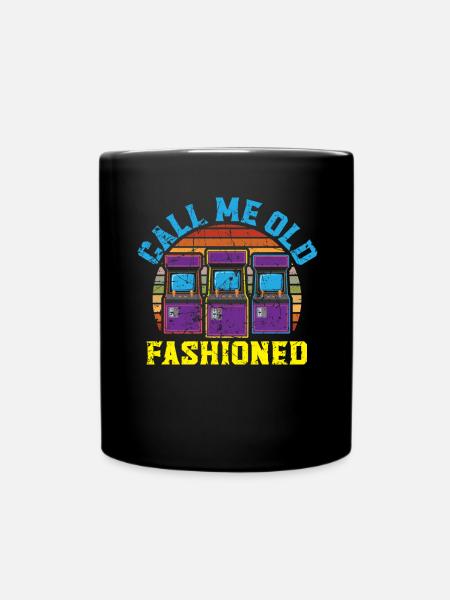 Call Me Old Fashioned Arcade Video Gamer - Full Colour Mug - black
