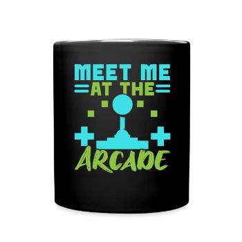 Treffen Sie mich in der Spielhalle Videospiel Spie - Tasse einfarbig - Schwarz - Vorne