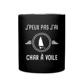 char voile je peux pas j'ai char a voile pilote - Mug uni - noir - Devant
