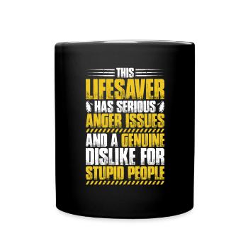 Rettungsschwimmer Wasserrettung Lifesaver - Tasse einfarbig - Schwarz - Vorne
