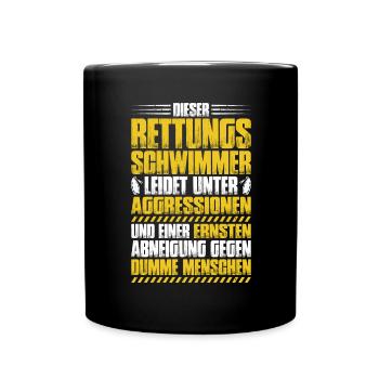 Rettungsschwimmer Wasserrettung Lifesaver - Tasse einfarbig - Schwarz - Vorne