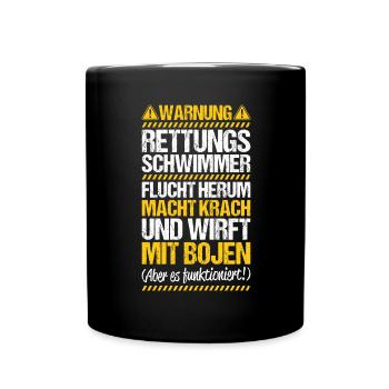 Rettungsschwimmer Wasserrettung Lifesaver - Tasse einfarbig - Schwarz - Vorne