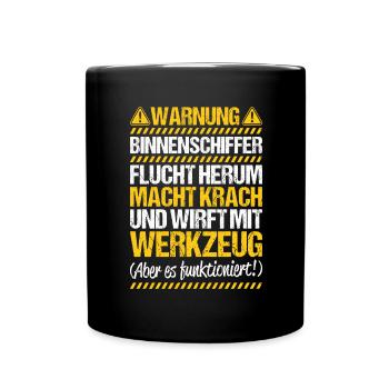 Binnenschiffer Binnenschifffahrt Binnenschiff - Tasse einfarbig - Schwarz - Vorne