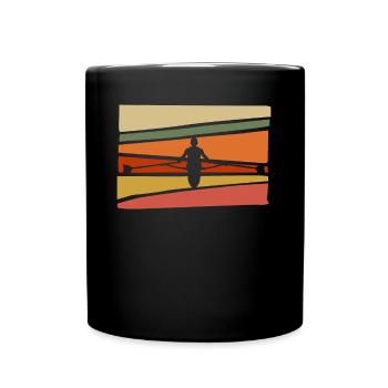 Rudern Kanu Rudersport Retro Ruderer - Tasse einfarbig - Schwarz - Vorne