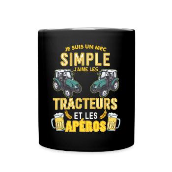 Tracteur Et aperos Entre Pote Humour Papa - Mug uni - noir - Devant