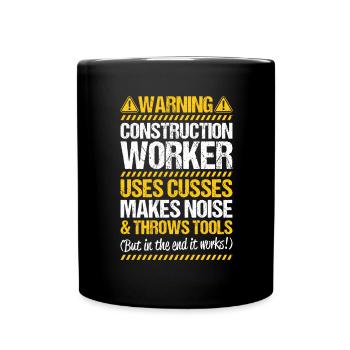 Bauarbeiter Baustelle Bauhandwerk Bauberuf Maurer - Tasse einfarbig - Schwarz - Vorne