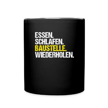 Bauarbeiter Baustelle Bauhandwerk Bauberuf Maurer - Tasse einfarbig - Schwarz - Vorne