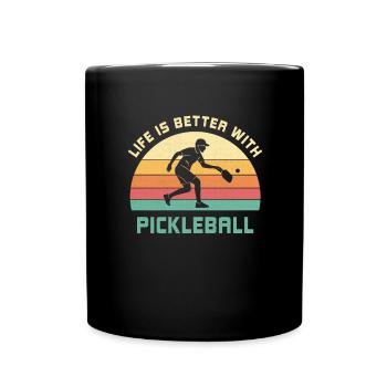 Das Leben ist besser mit Pickleball Geschenk - Tasse einfarbig - Schwarz - Vorne