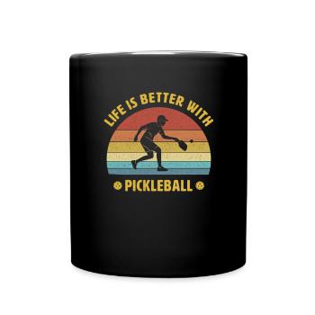 Das Leben ist besser mit Pickleball Geschenk - Tasse einfarbig - Schwarz - Vorne