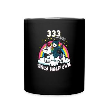 333 Only Half Evil Creepy Cute Death Metal - Full Colour Mug - black - Front