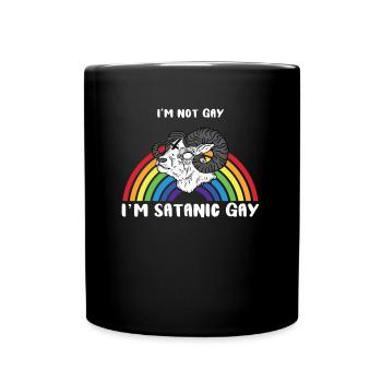 I'm Not Gay I'm Satanic Gay LGBT Satanist - Tasse einfarbig - Schwarz - Vorne
