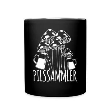Bier Pilzsammler Pils Pilz Pilzsucher - Tasse einfarbig - Schwarz - Vorne