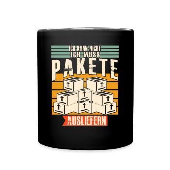 Paketzusteller Paketdienst Paketbote - Tasse einfarbig - Schwarz - Vorne