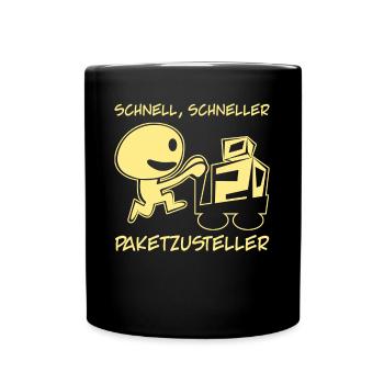 Paketzusteller Postbote Witz Paketbote - Tasse einfarbig - Schwarz - Vorne