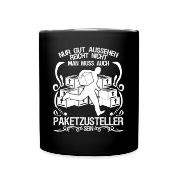 Paketzusteller Postbote Paketbote - Tasse einfarbig - Schwarz - Vorne