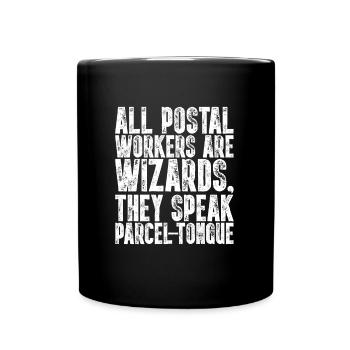 All Postal Workers Are Wizards Funny Mailman - Full Colour Mug - black - Front