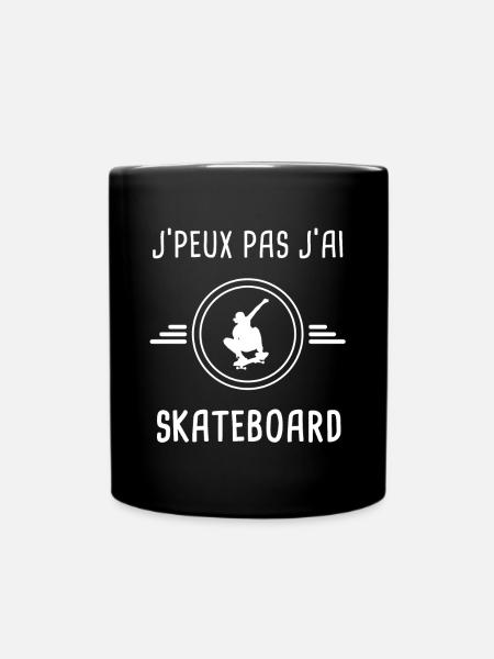 skateboard je peux pas j'ai skateboard - Mug uni - noir