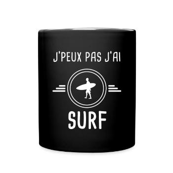 surf je peux pas j'ai surf surfeur - Mug uni - noir - Devant