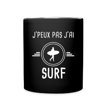 surf je peux pas j'ai surf surfeur surfeur - Mug uni - noir - Devant