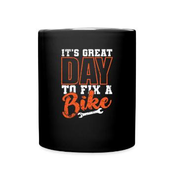 C’est un grand jour pour réparer un mécanicien de deux-roues de vélo - Mug uni - noir - Devant