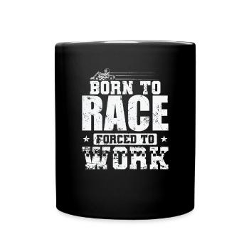 Né pour courir forcé de travailler Course de karting - Mug uni - noir - Devant