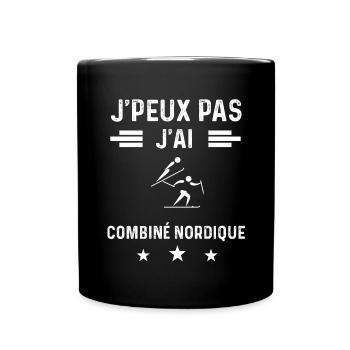 skieur je peux pas j'ai combiné nordique - Mug uni - noir - Devant