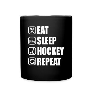 Eat Sleep Hockey Repeat I Eishockey Hockey - Tasse einfarbig - Schwarz - Vorne