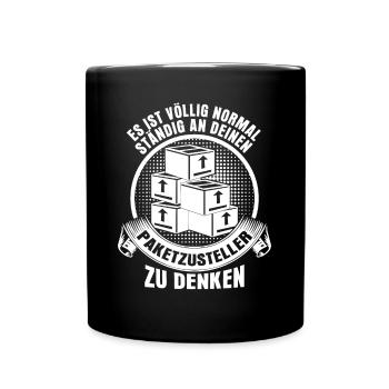 Paketzusteller Spruch Paketbote - Tasse einfarbig - Schwarz - Vorne