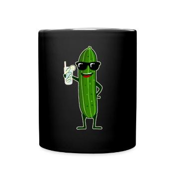 Gurke mit Cocktail Gurken - Tasse einfarbig - Schwarz - Vorne